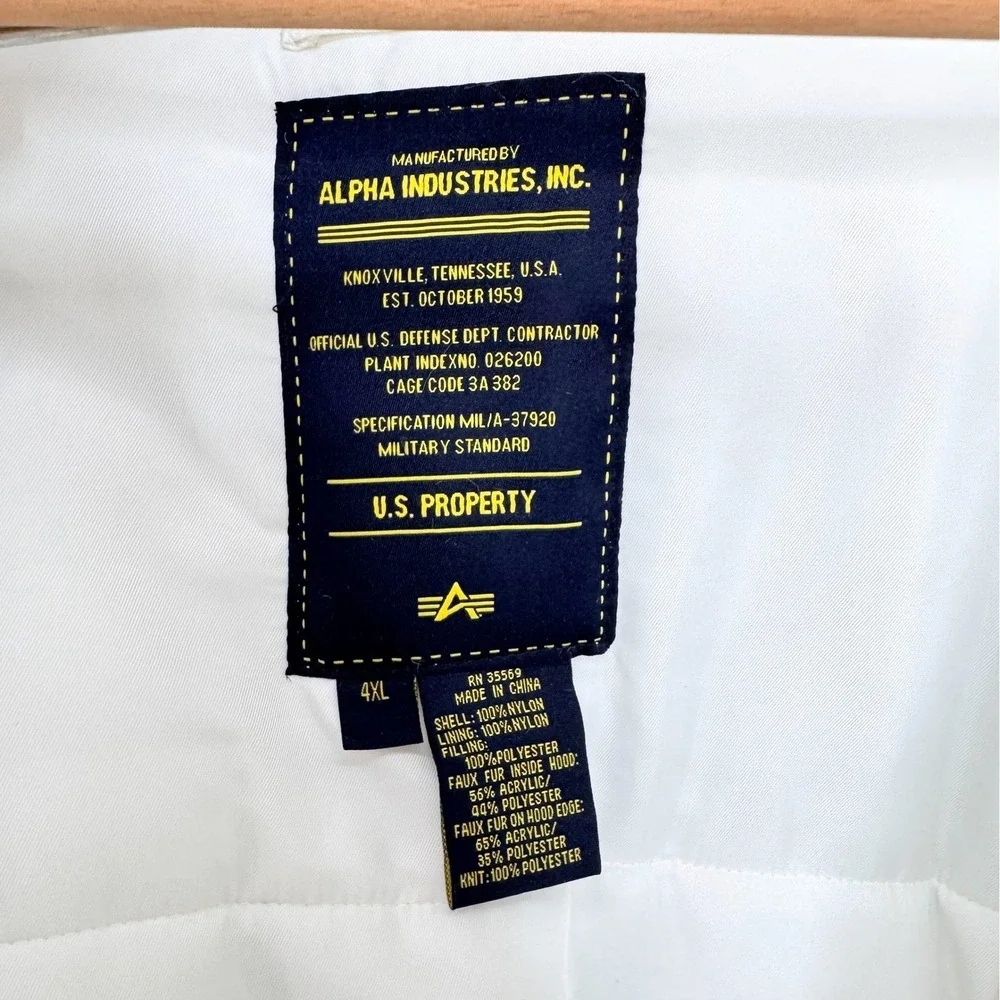 Alpha Industries N-3B Extreme Cold Weather Parka White 4XL Faux‎ Fur Gorpcore